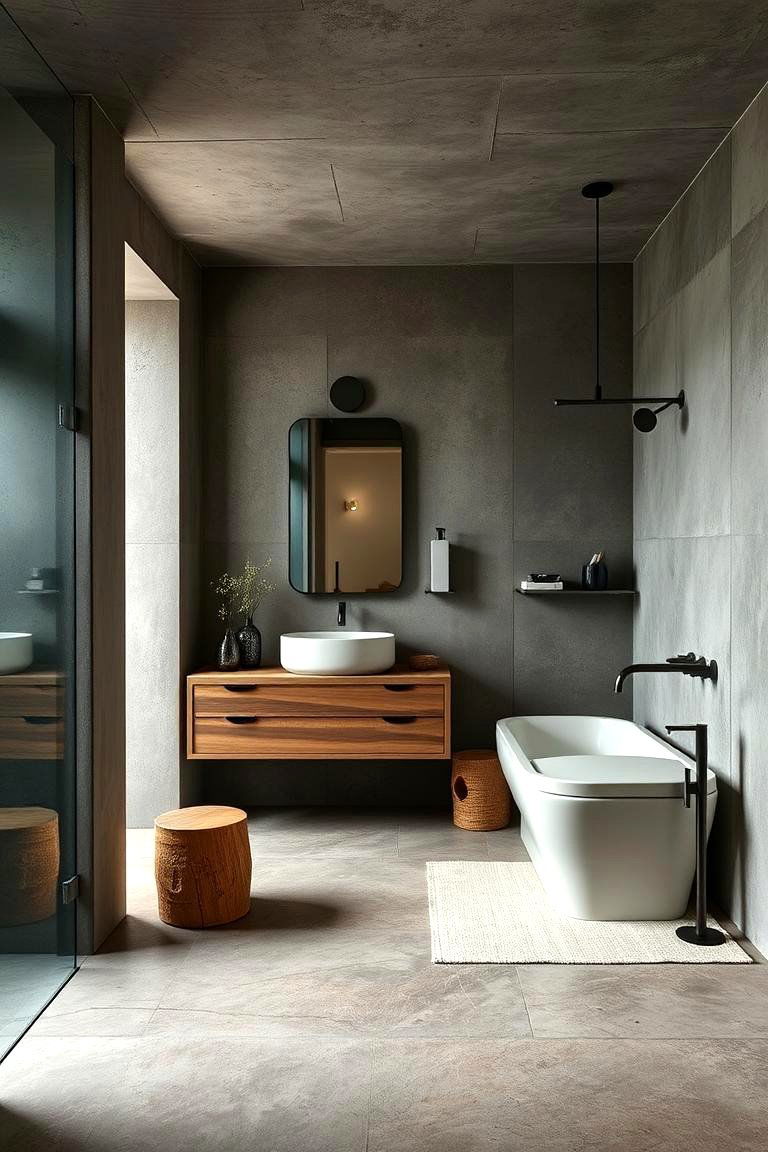 Raw Material Finishes - 24 Earthy Bathroom Ideas