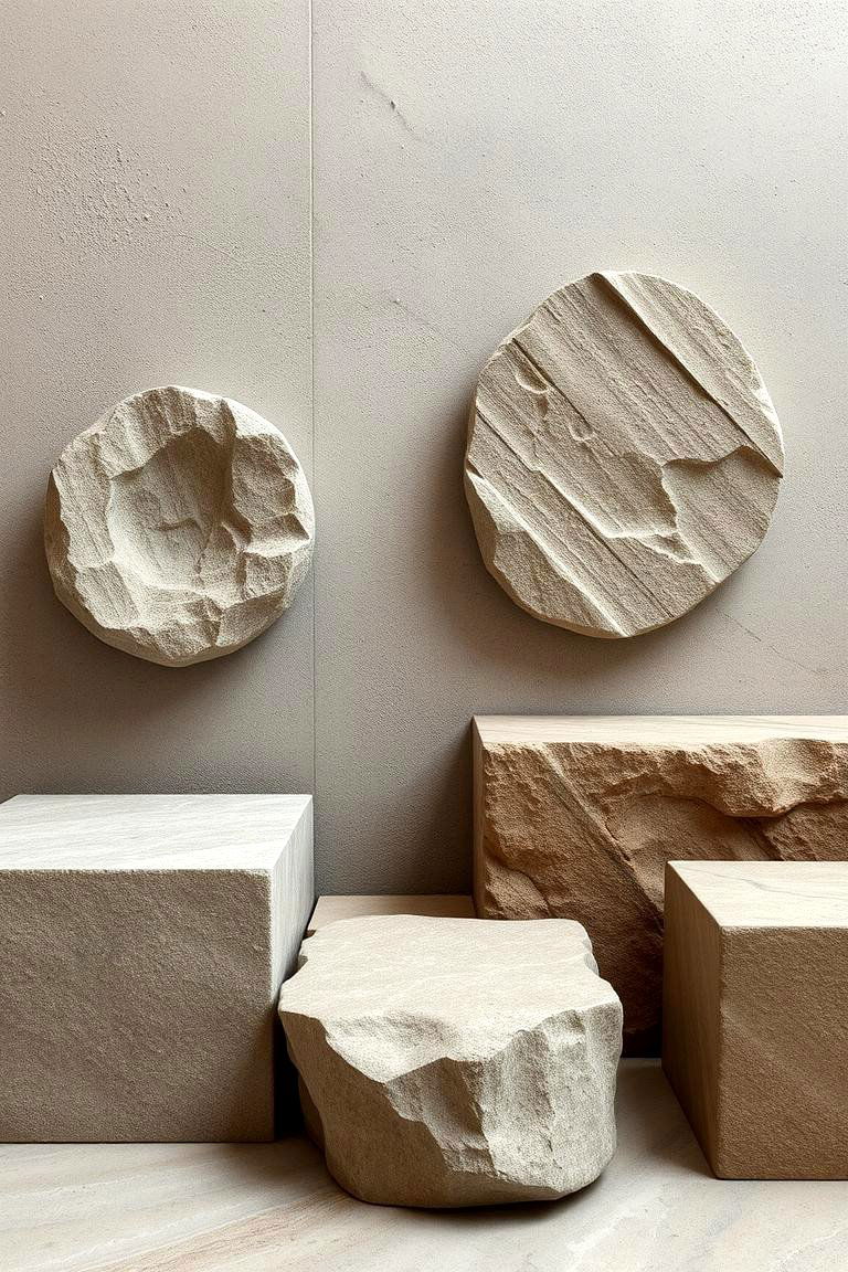 Raw Stone Ornamentation - 24 Primitive Living Room Ideas