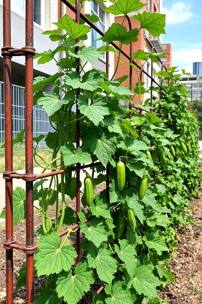 Rebar and Wire Trellis for Cucumbers - 24 Cucumber Trellis Ideas