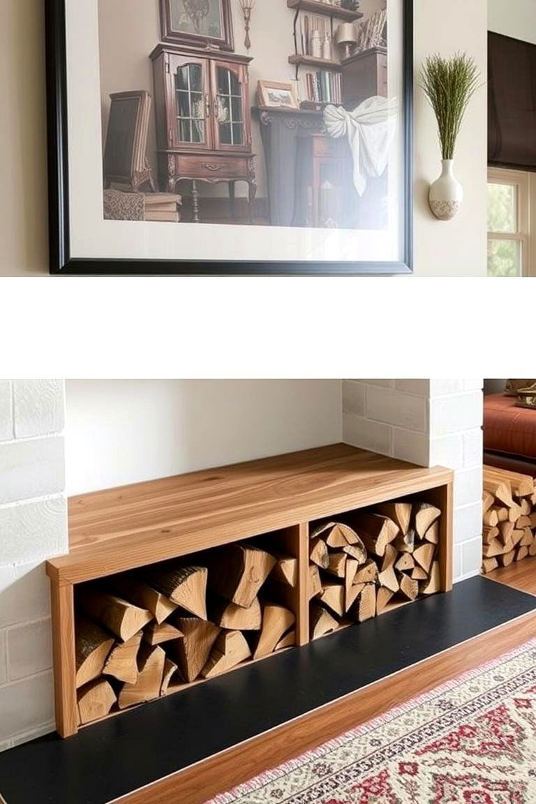 Recessed Bench with a Hearth Extension - 24 Fireplace Bench Ideas