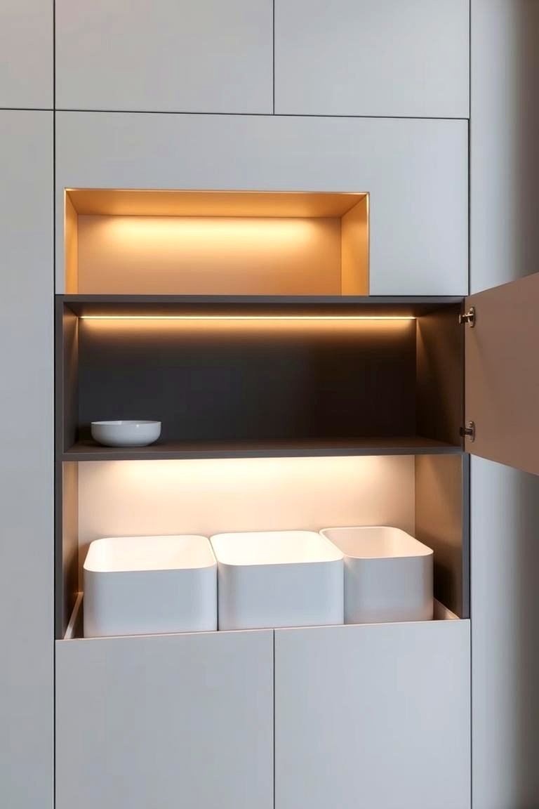 Recessed Cabinet Storage - 24 Garbage Can Storage Ideas