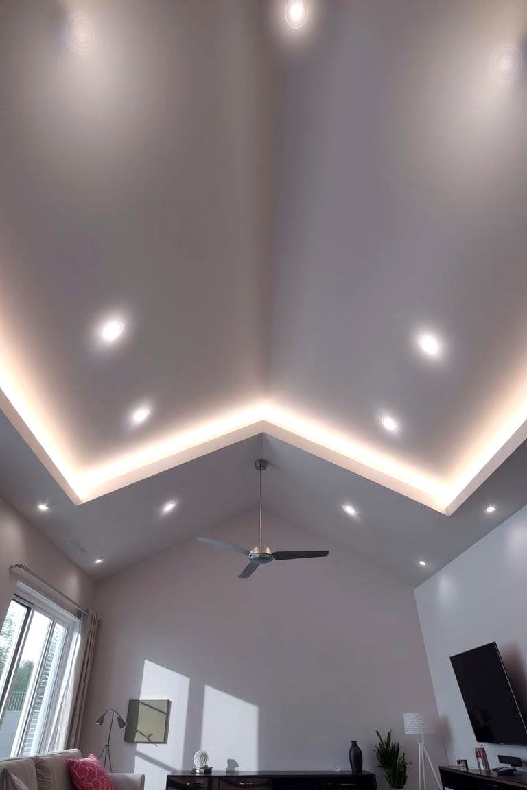 Recessed LED Lighting Vault - 24 Living Room Vaulted Ceiling Ideas