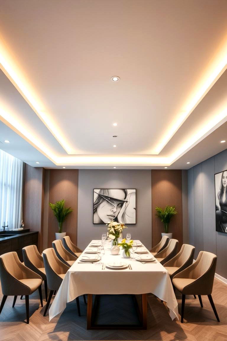 Recessed Lighting for Sleek Ambiance - 24 Dining Room Lighting Ideas