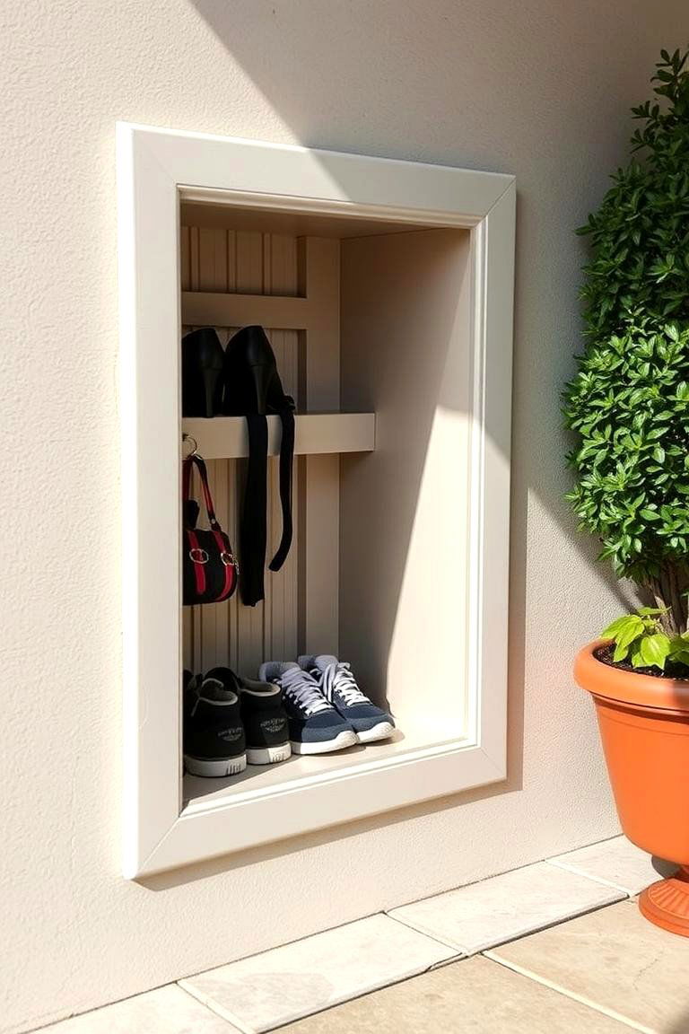Recessed Outdoor Shoe Nook - 24 Outdoor Shoe Storage Ideas