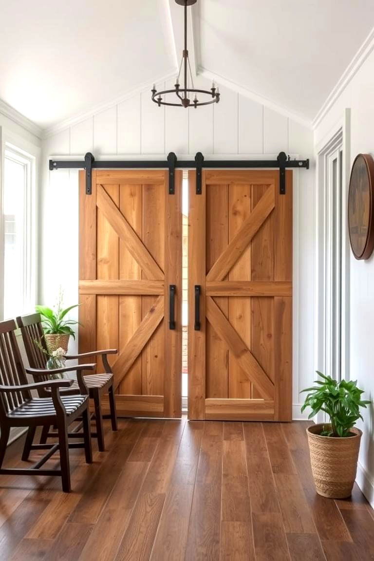 Reclaimed Barn Doors - 24 Rustic Sunroom Ideas
