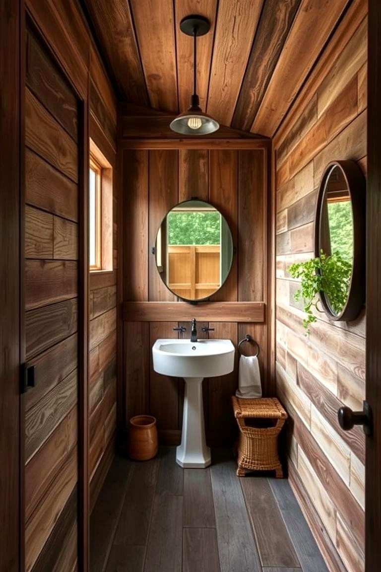 Reclaimed Barn Wood Privacy Bathroom - 24 Rustic Outdoor Bathroom Ideas