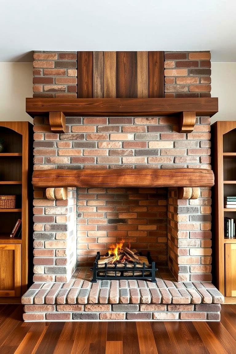 Reclaimed Barnwood Style - 24 Rustic Brick Fireplace Ideas