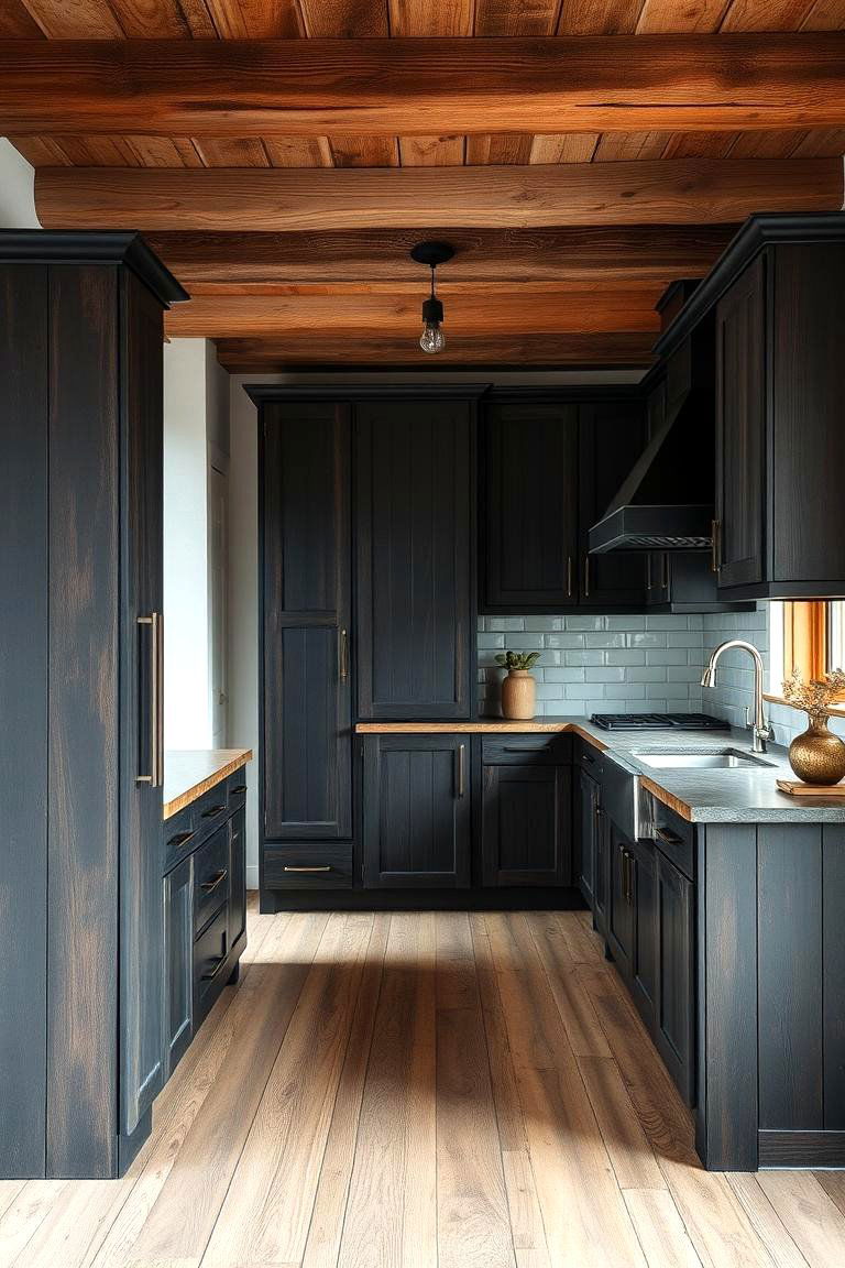 Reclaimed Black Wood Cabinets - 24 Black Kitchen Cabinet Ideas