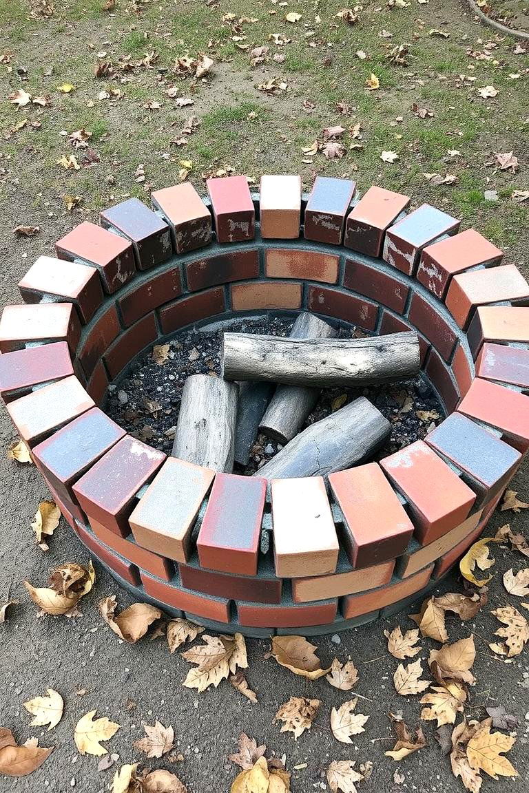 Reclaimed Brick Fire Pit - 24 Rustic Fire Pit Ideas