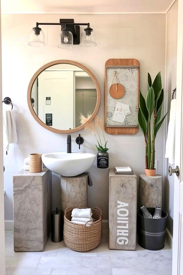 Reclaimed Concrete Decor Pieces - 24 Concrete Bathroom Ideas