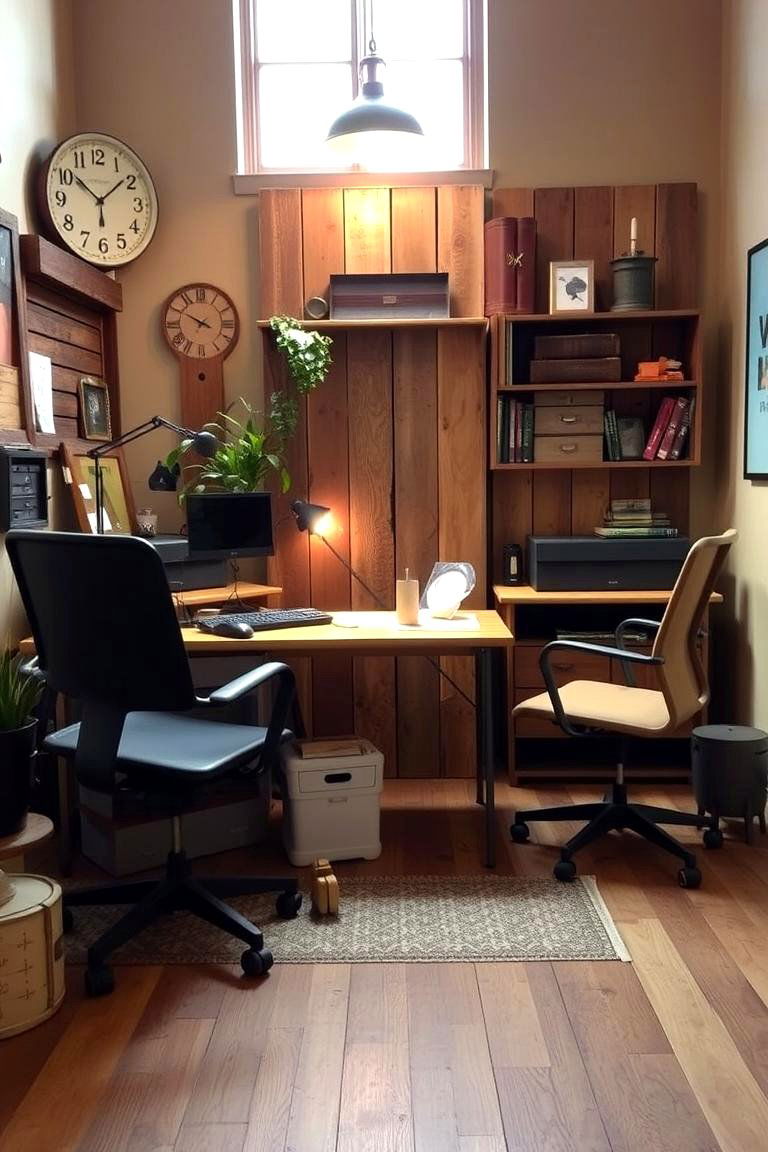 Reclaimed Materials Office Setup - 24 Budget Home Office Ideas