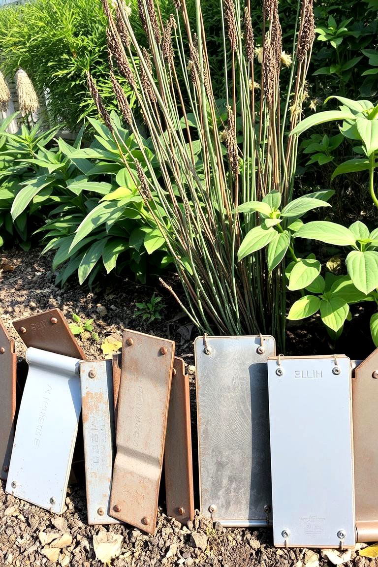 Reclaimed Metal Scrap Edge - 24 Recycled Garden Edging Ideas