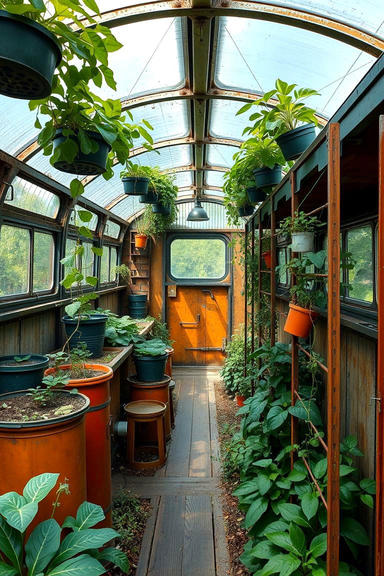 Reclaimed Metal and Wood Garden Structures - 24 School Bus Greenhouse Ideas