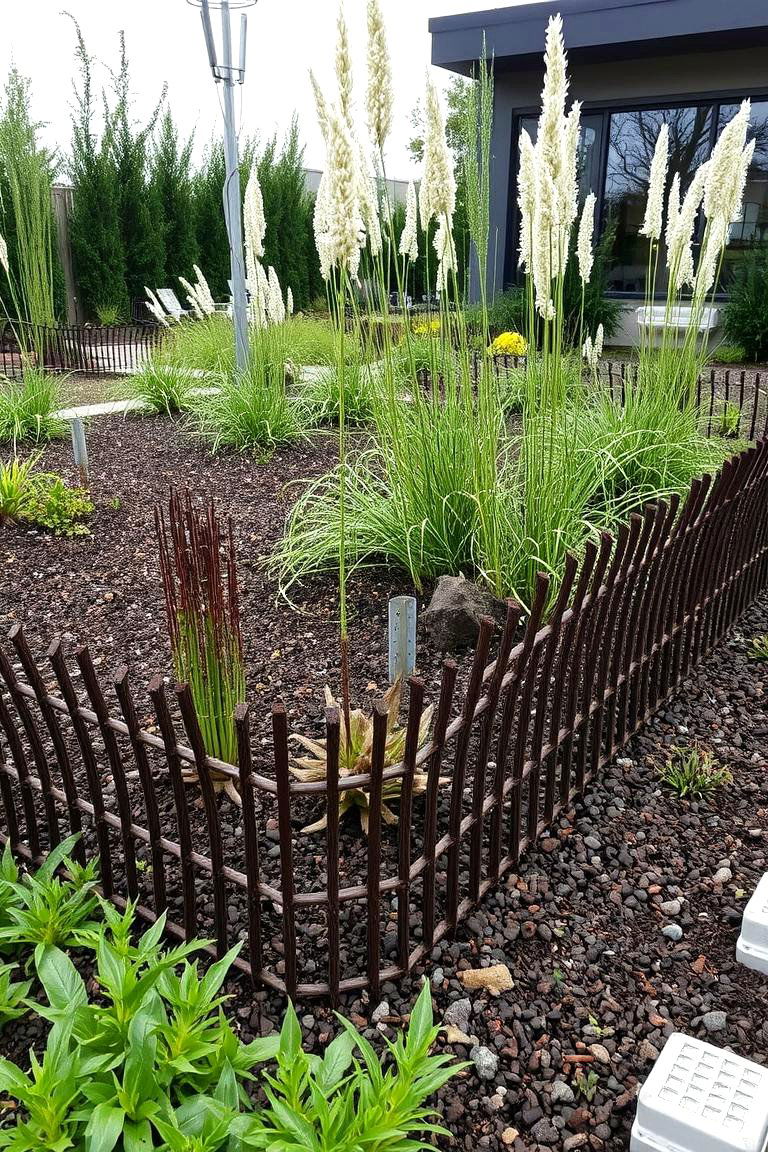 Reclaimed Rebar Art Edging - 24 Recycled Garden Edging Ideas