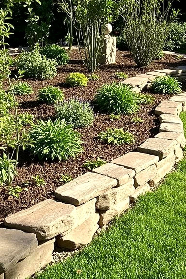 Reclaimed Stone Wall Edge - 24 Recycled Garden Edging Ideas