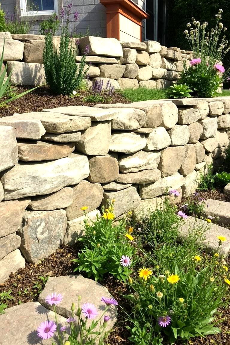 Reclaimed Stone Wall - 24 Natural Rock Retaining Wall Ideas