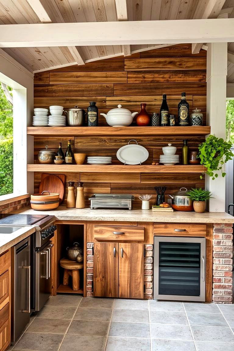 Reclaimed Wood Accents - 24 Rustic Outdoor Kitchen Ideas