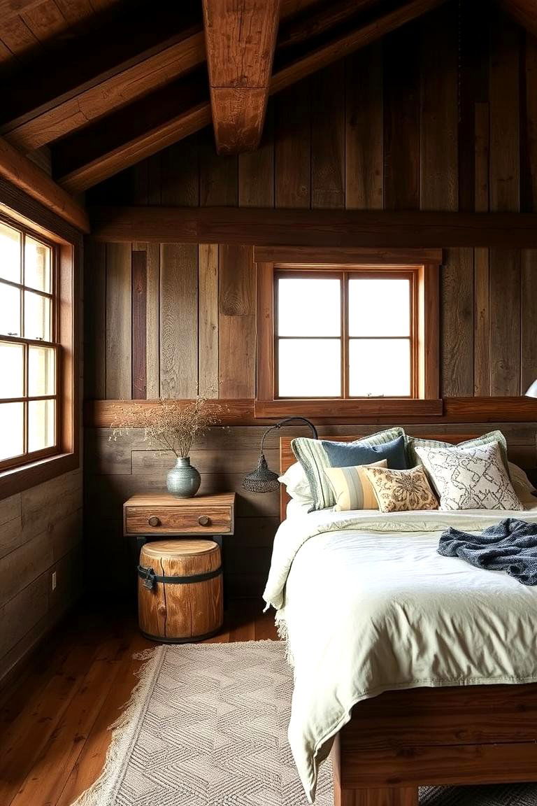 Reclaimed Wood Accents - 24 Green Boho Bedroom Ideas