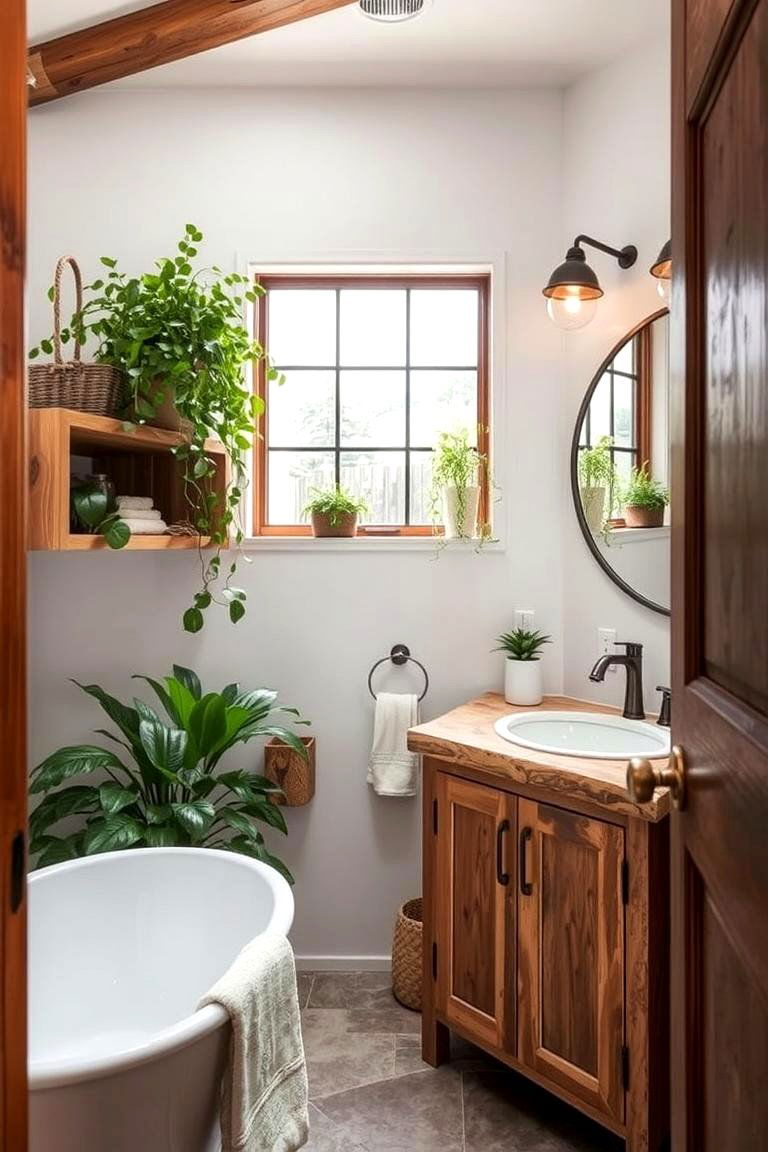 Reclaimed Wood Accents - 24 Greenhouse Bathroom Ideas