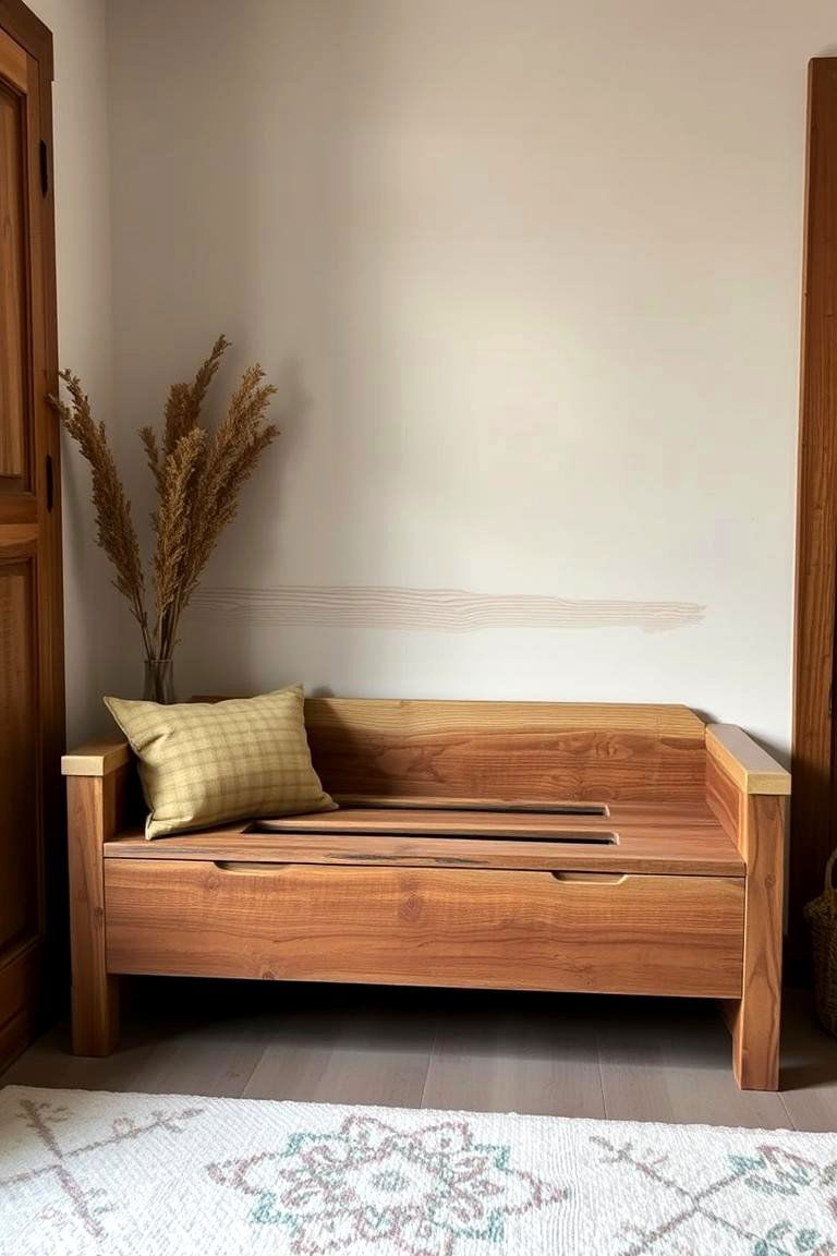 Reclaimed Wood Bench with Storage - 24 Bedroom Seating Area Ideas