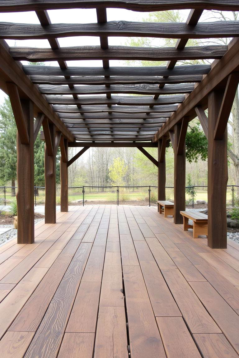 Reclaimed Wood Charm - 24 Pergola Flooring Ideas
