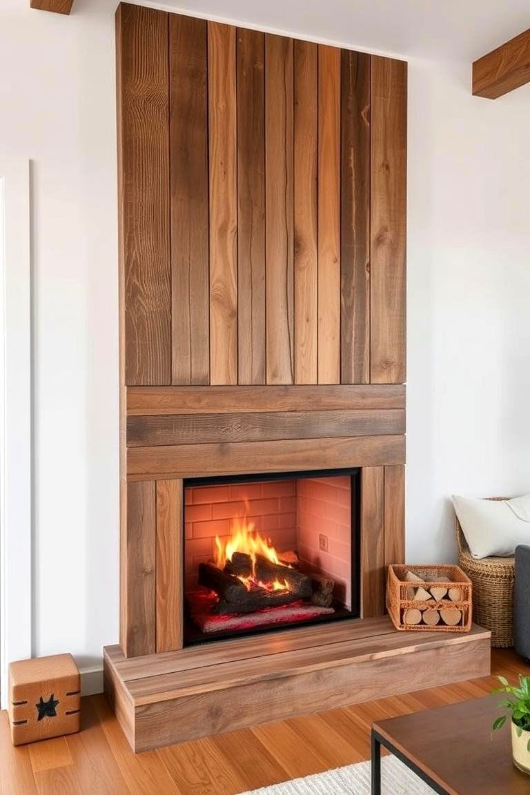 Reclaimed Wood Charm Fireplace - 24 Scandinavian Fireplace Ideas