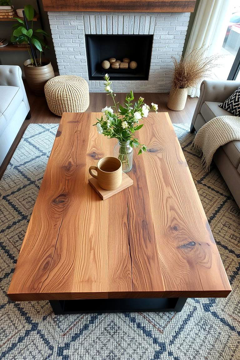 Reclaimed Wood Coffee Tables - 24 Farmhouse Living Room Ideas