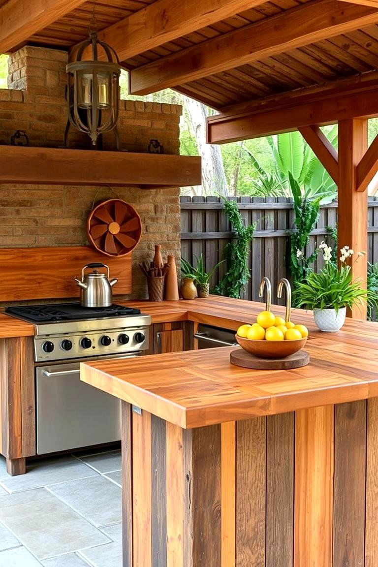 Reclaimed Wood Countertops - 24 Types of Outdoor Kitchen Countertops