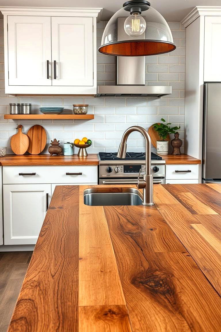 Reclaimed Wood Countertops - 24 Southwestern Kitchen Ideas