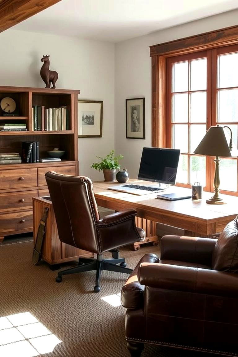 Reclaimed Wood Desk - 24 Rustic Home Office Ideas