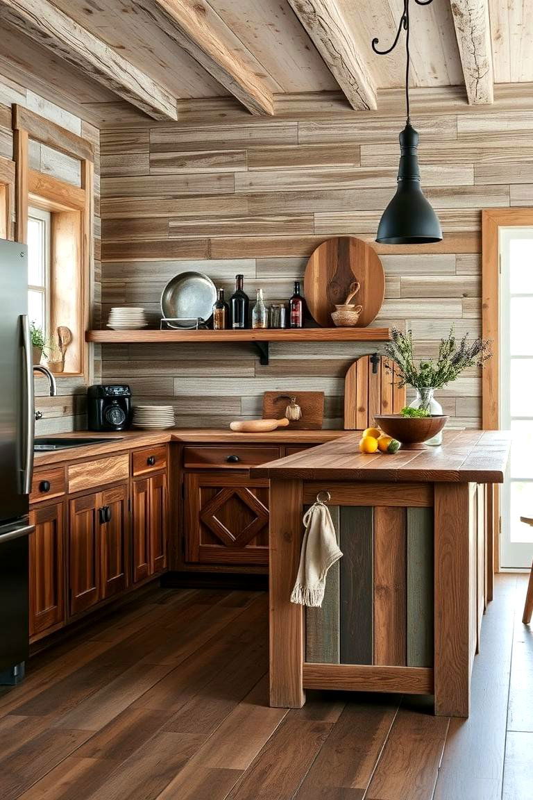 Reclaimed Wood Detailing - 24 Log Cabin Kitchen Design Ideas