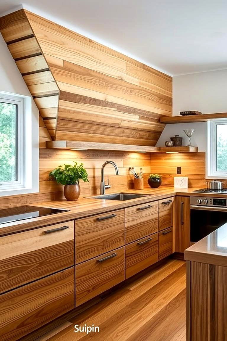 Reclaimed Wood Detailing in Sloped Areas - 24 Sloped Ceiling Kitchen Ideas