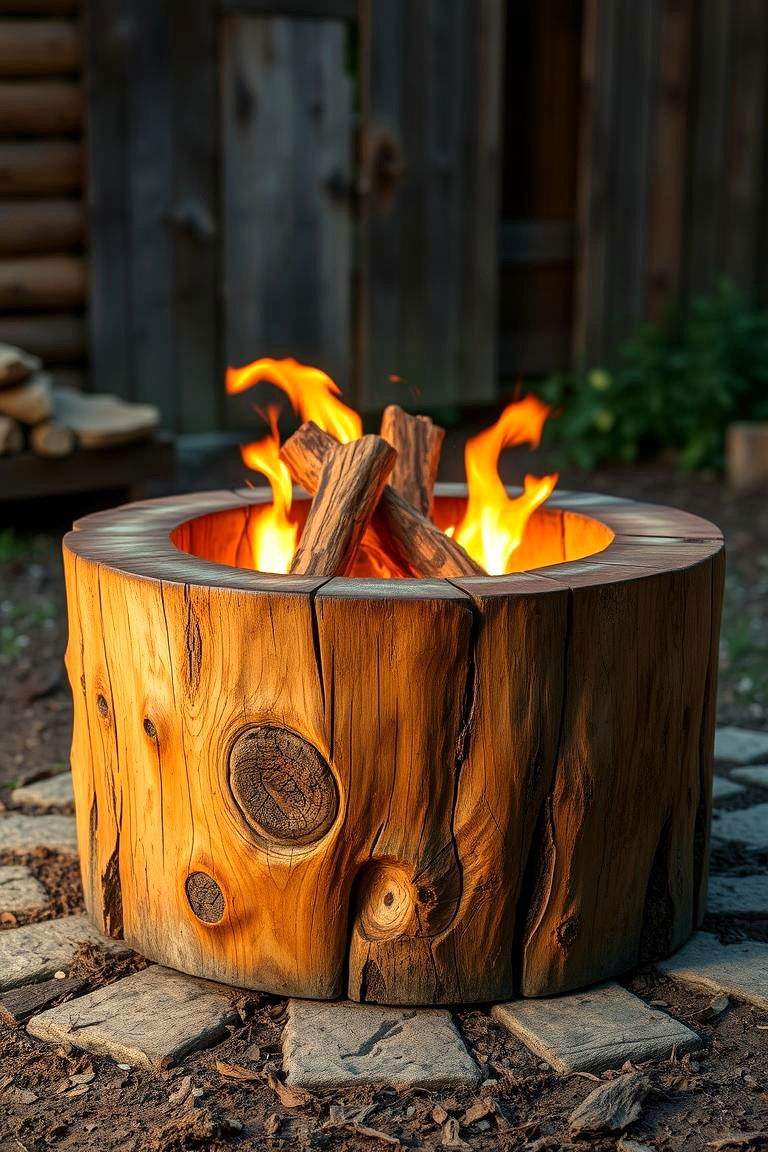 Reclaimed Wood Fire Feature - 24 Tree Stump Fire Pit Ideas