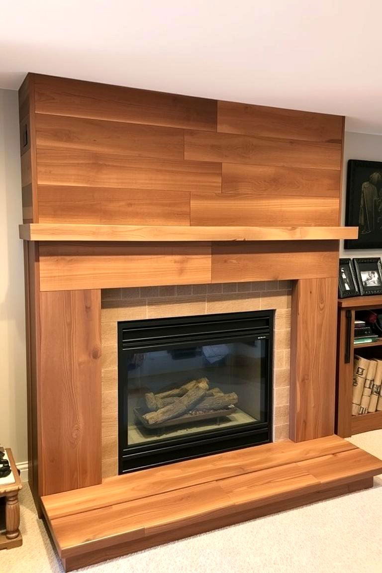 Reclaimed Wood Fireplace Surround - 24 Basement Fireplace Ideas