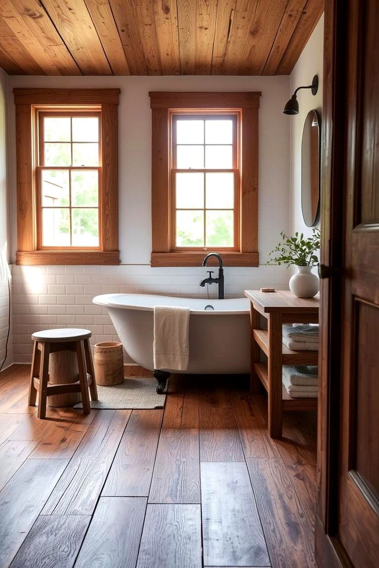 Reclaimed Wood Flooring - 24 Bathroom Flooring Ideas