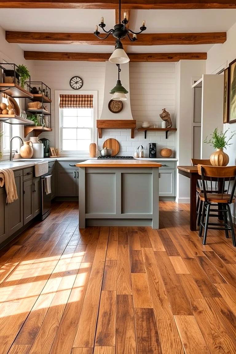 Reclaimed Wood Flooring - 24 Earthy Kitchen Ideas