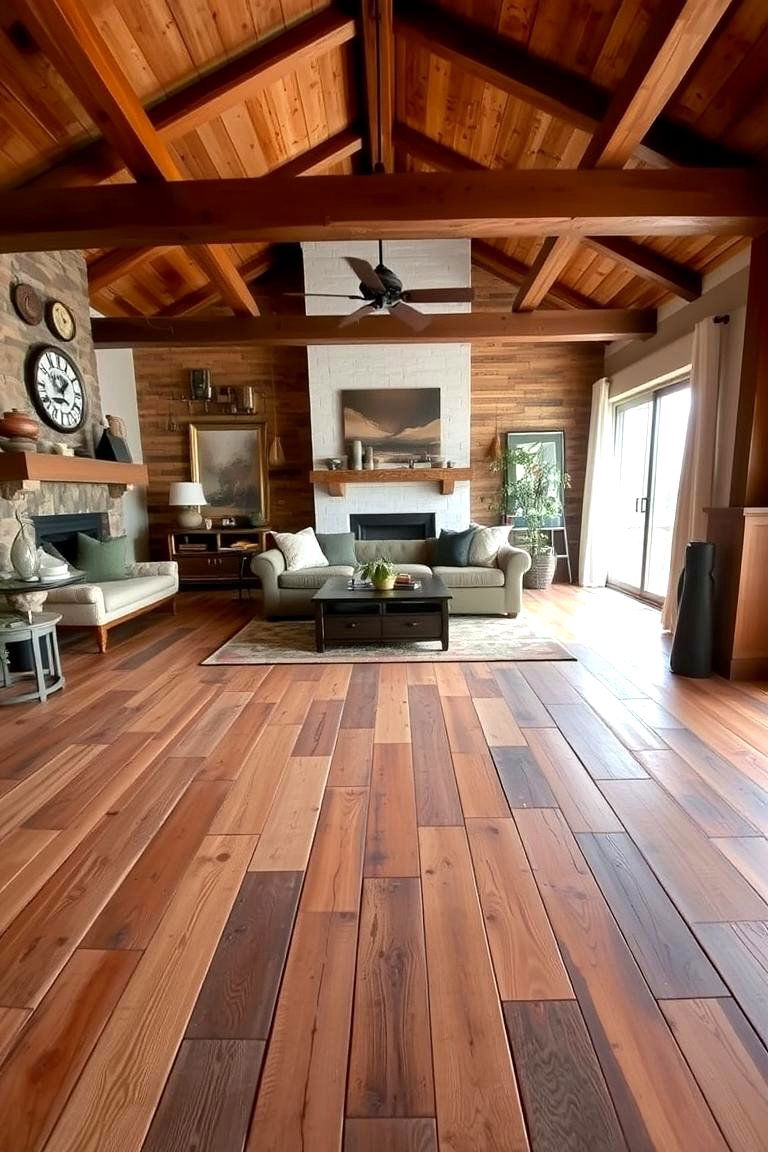 Reclaimed Wood Flooring - 24 Living Room Wood Floor Ideas