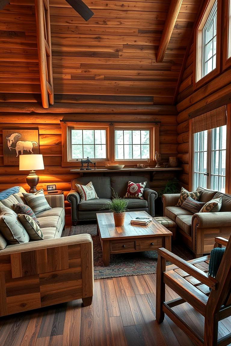 Reclaimed Wood Furniture - 24 Cabin Living Room Ideas