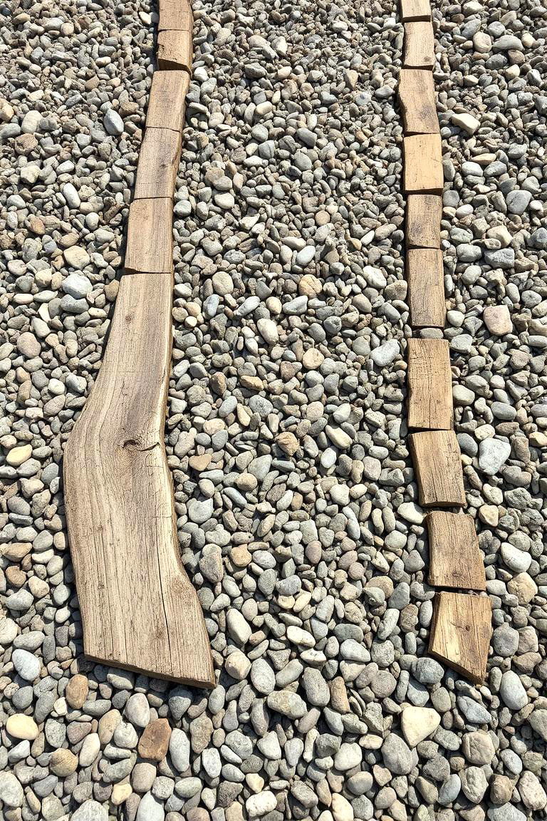 Reclaimed Wood Gravel Outline - 24 Gravel Driveway Edging Ideas