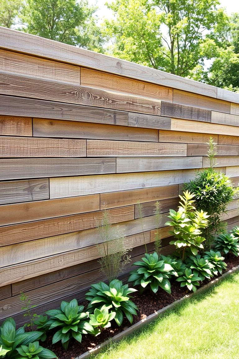 Reclaimed Wood Horizontal Fence - 24 Horizontal Fence Ideas