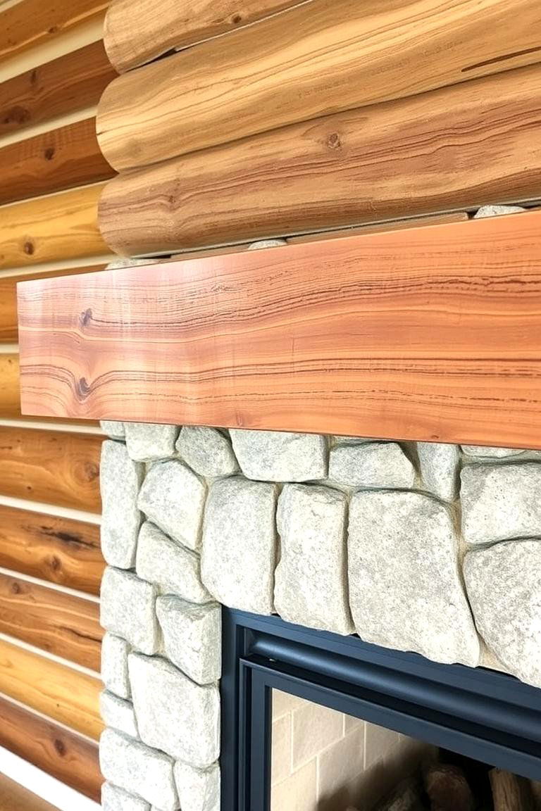 Reclaimed Wood Mantel Accent - 24 Cabin Fireplace Ideas