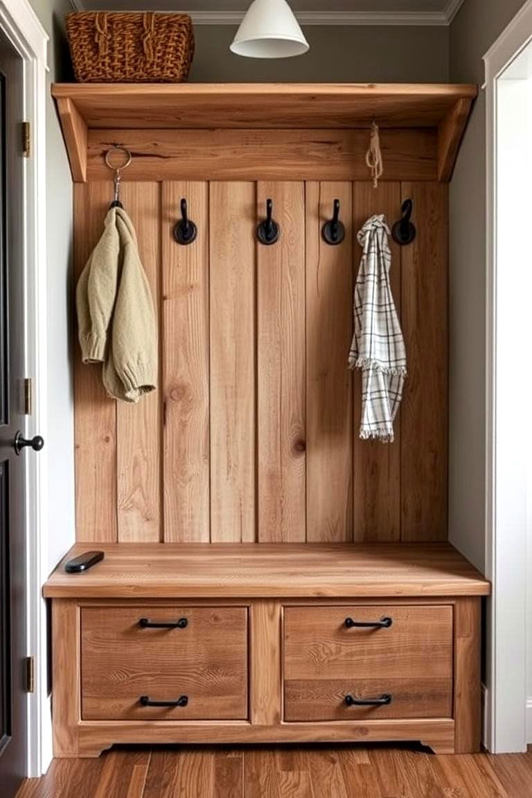 Reclaimed Wood Mudroom Bench - 24 Mudroom Bench Ideas