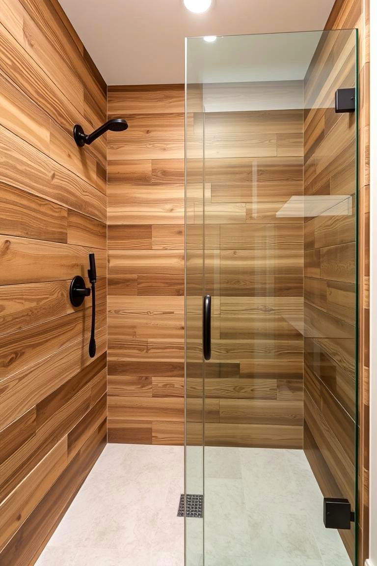 Reclaimed Wood Paneling - 24 Rustic Walk-in Shower Ideas