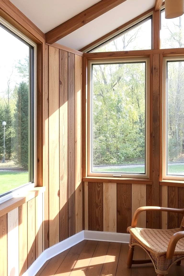 Reclaimed Wood Panels - 24 Rustic Sunroom Ideas