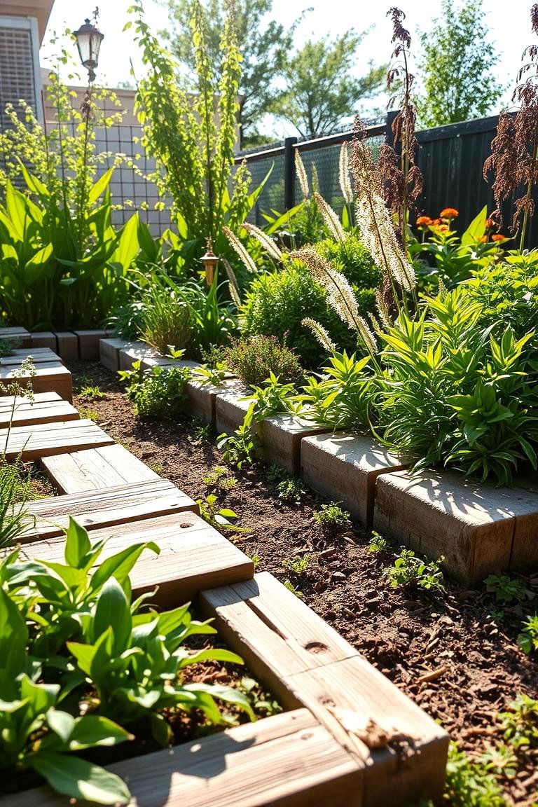 Reclaimed Wood Plank Borders - 24 Recycled Garden Edging Ideas