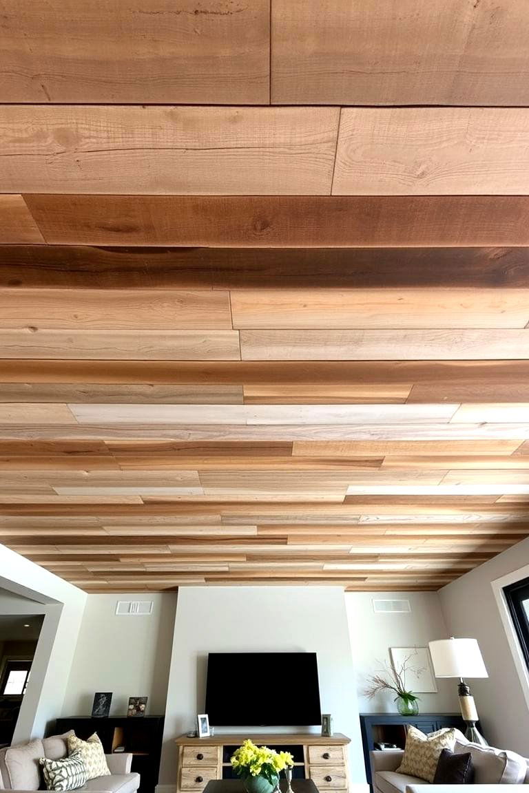 Reclaimed Wood Plank Ceiling - 24 Rustic Ceiling Ideas