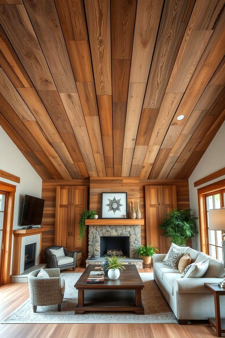 Reclaimed Wood Planks - 24 Accent Ceiling Ideas