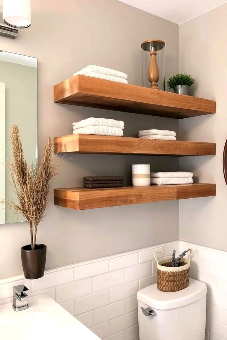 Reclaimed Wood Shelves - 24 Earthy Bathroom Ideas
