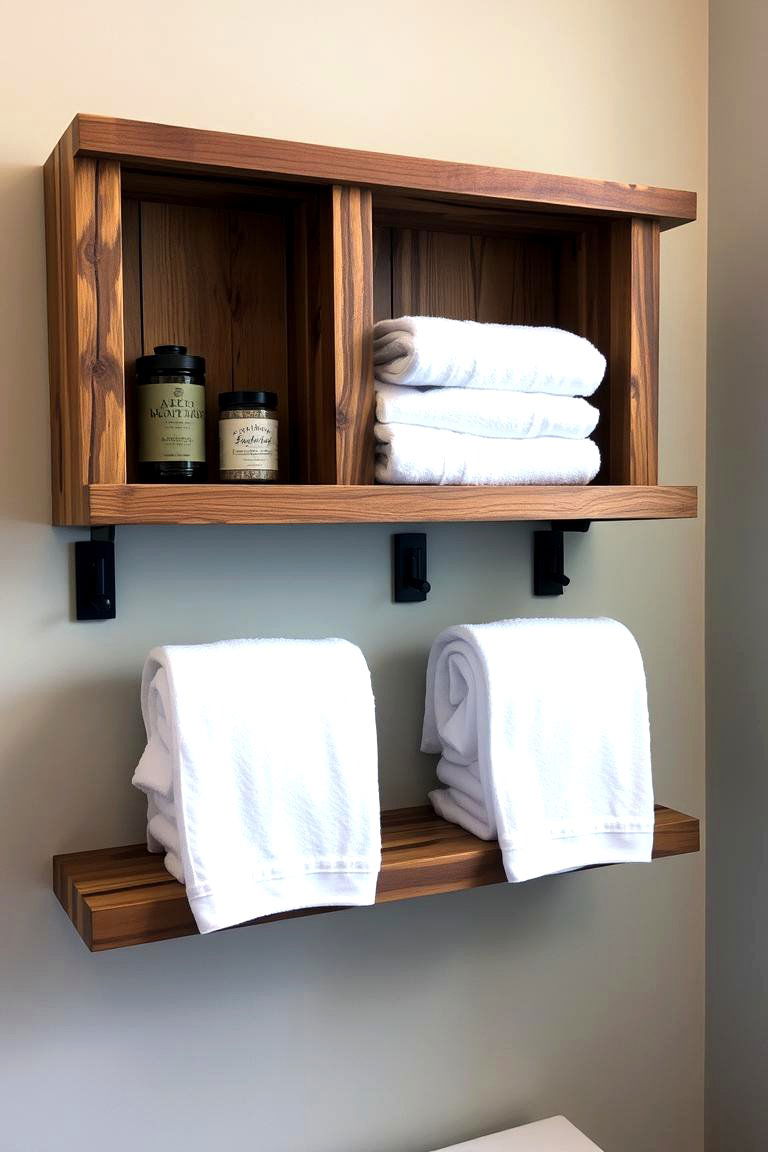 Reclaimed Wood Shelves - 24 Rustic Bathroom Ideas