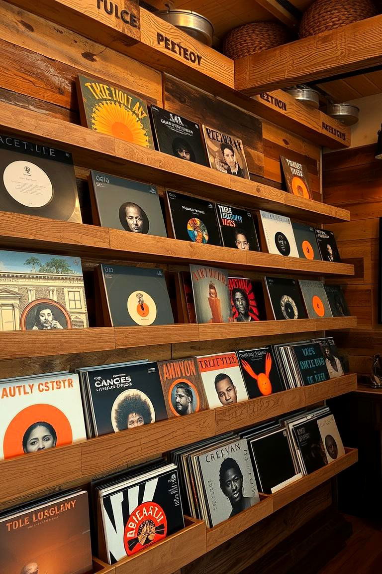 Reclaimed Wood Shelves - 24 Vinyl Record Storage Ideas